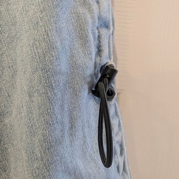 Smoke Rise Cropped Denim Jean Short Bungee Jacket Stretch Blue Size L Streetwear - Picture 8 of 11